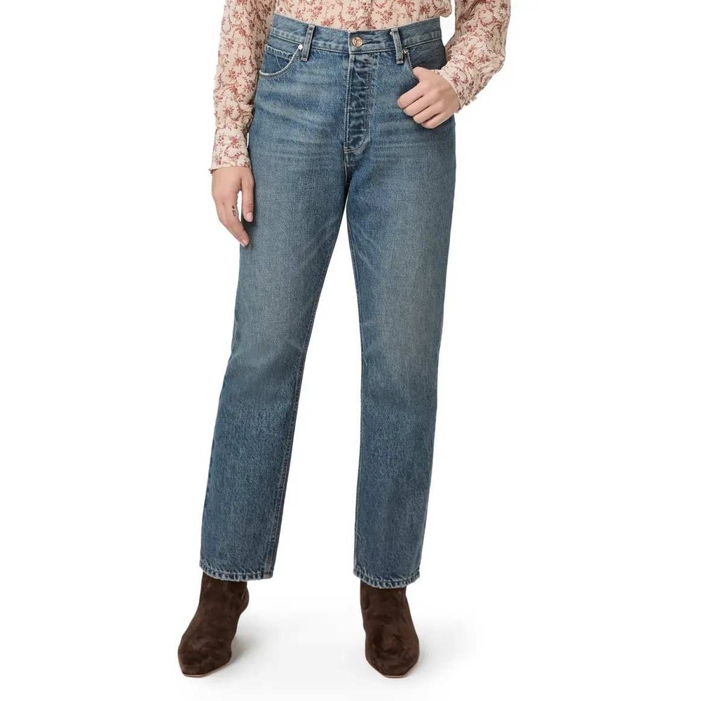 NWT PAIGE Billy High Waist Ankle Straight Leg Jeans Womens 26 Blue Denim